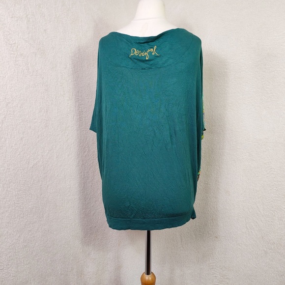 Desigual Green Short Sleeve Oversived Printed T-shirt UK Size L - Picture 4 of 5
